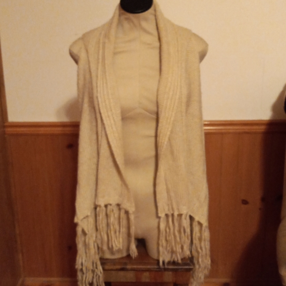 Boho open front loose sweater vest